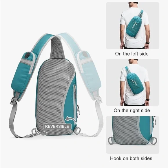 G4FREE | Teal Sling Unisex Bag with Padded Strap | Reversible Sides | Brand New - Picture 3 of 10